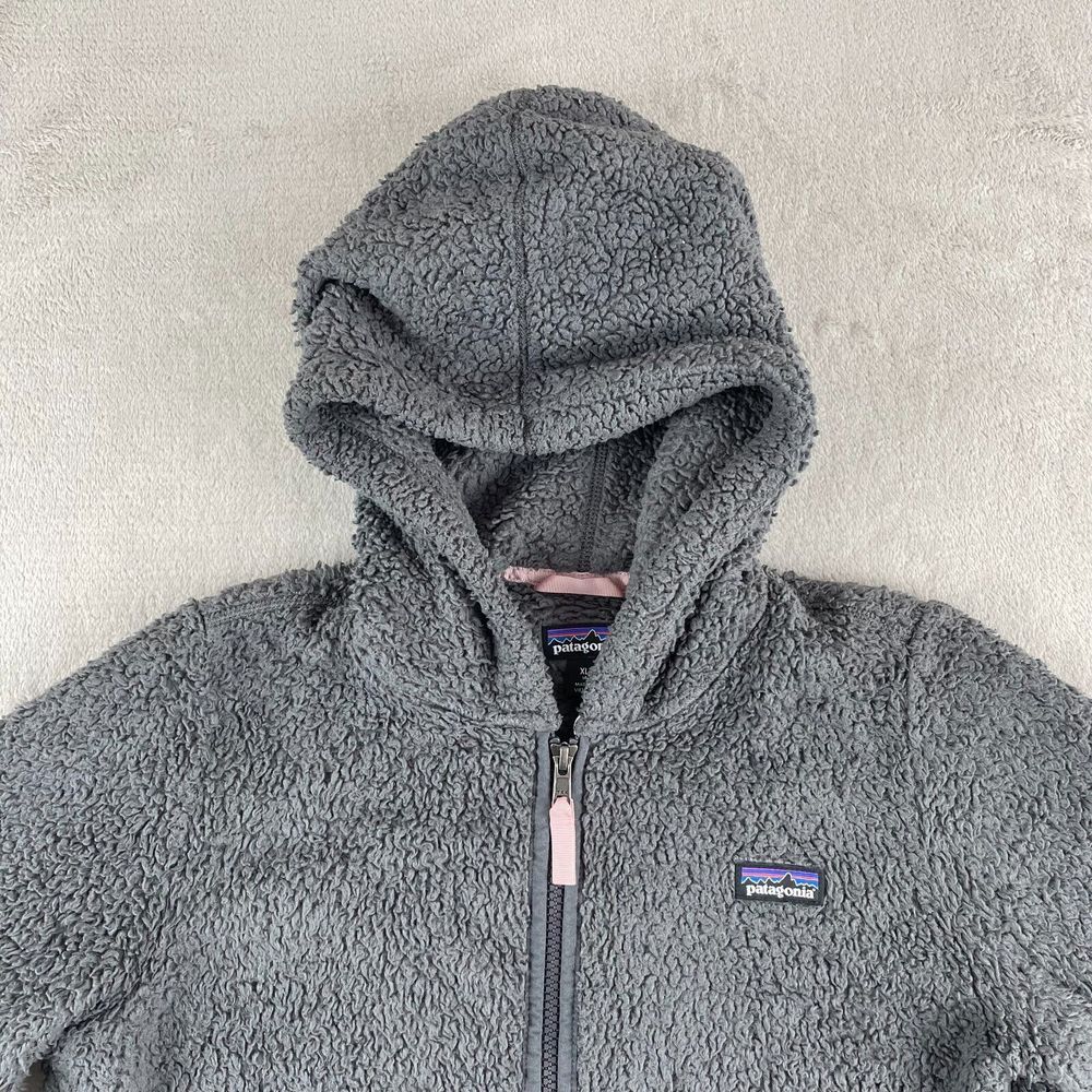 Patagonia Los Gatos Hoody Girls‎ XL (14) Grey High Pile Full Zip Hand Warmers